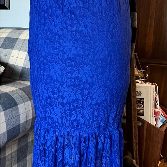 JustVH Women's Lace Maternity Gown Maxi Photography Dress Blue size XL - Picture 3 of 3